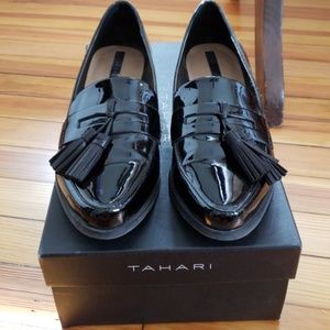 Patent black loafers